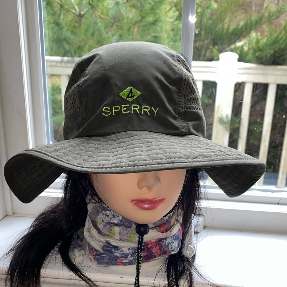 Sperry Unisex Bonney-style Army Green Wide Brim Adjustable Hat Size OS